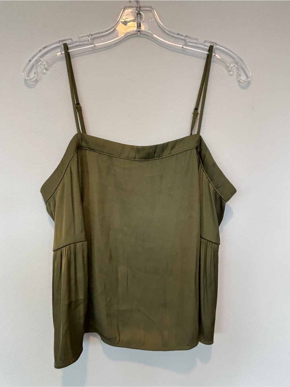 House of Harlow 1960 Olive Green Satin Camisole with Spaghetti Straps